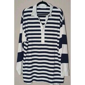 PORTS V Mens Sz XL Long Sleeve Polo Shirt Navy Blue /White Striped New - $230